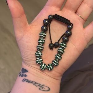 Green and Black Beaded Bracelet